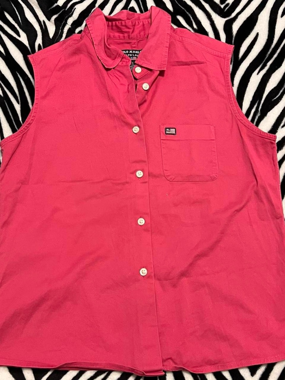 vintage Ralph Lauren Polo Jeans Co. pink button down sleeveless tank top
